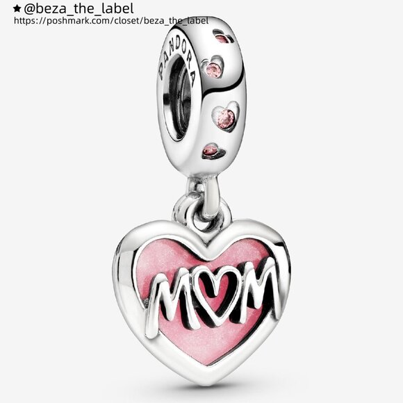 Pandora Mum sterling silver dangle with fancy fairy tale pink cubic zirconia and - Picture 1 of 6